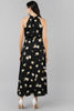 Black Georgette Floral Printed Maxi Dress VD1173