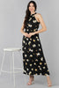 Black Georgette Floral Printed Maxi Dress VD1173