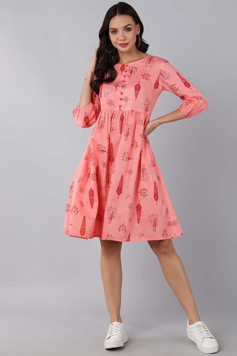  Women Pink Cotton Dress 