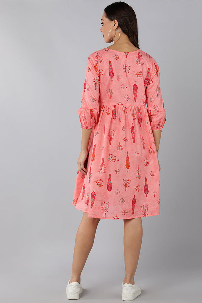  Women Pink Cotton Dress 