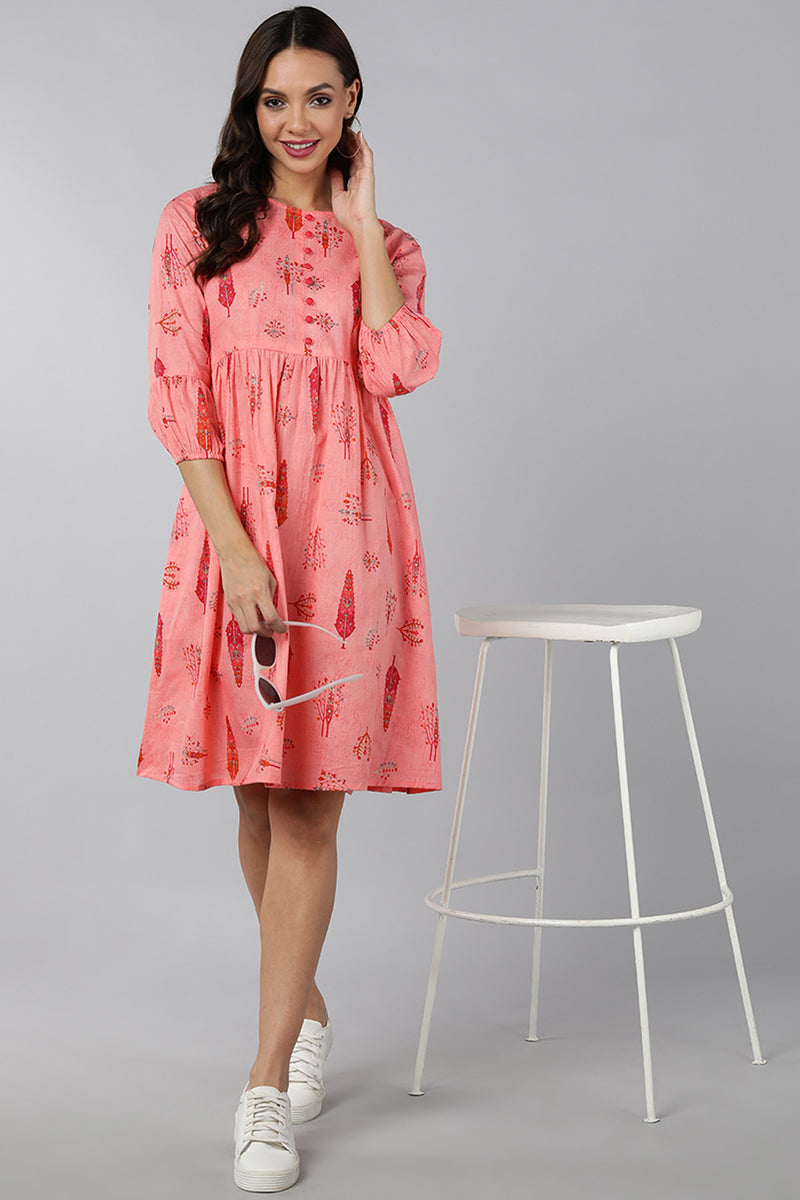  Women Pink Cotton Dress 