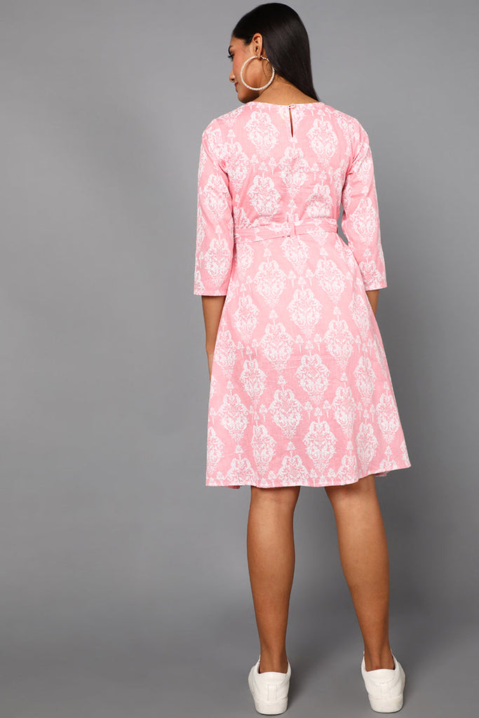  Women Pink Cotton Dress 