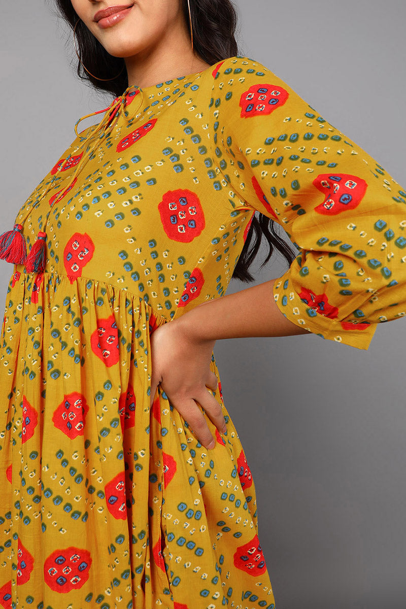  Women Yellow Cotton Dress