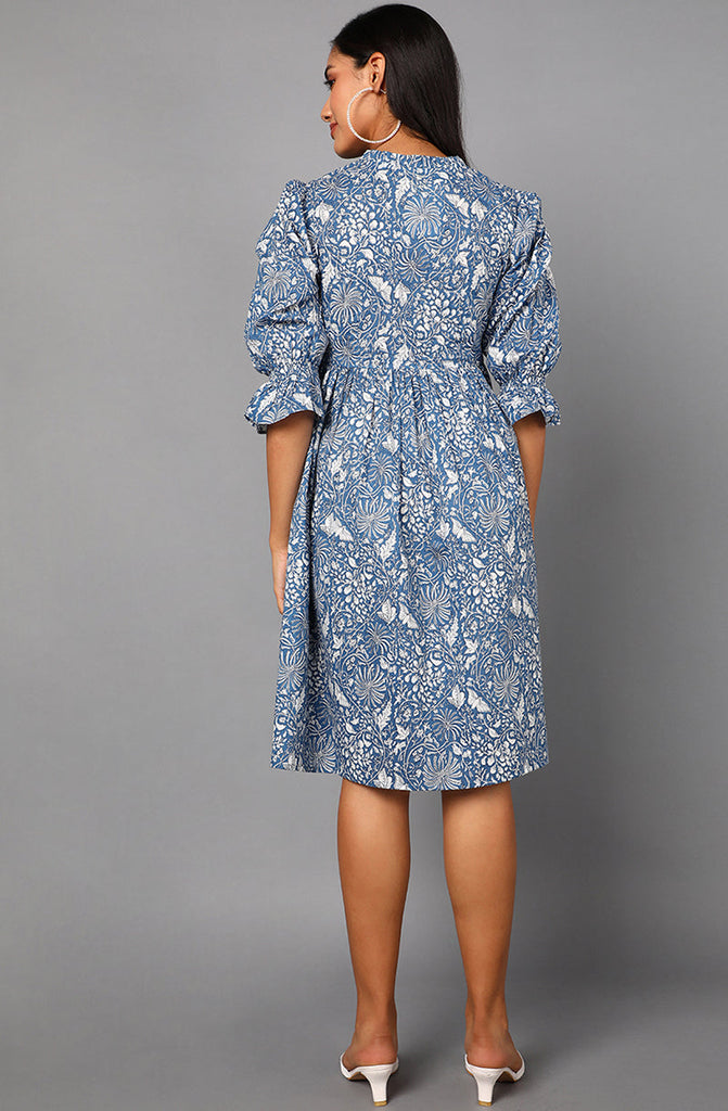  Women Blue Cotton Dress 