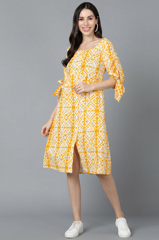  Women Yellow Cotton Dyed Dresses