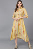  Women Yellow Polyester Striped Dresses 