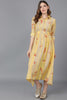  Women Yellow Polyester Striped Dresses 