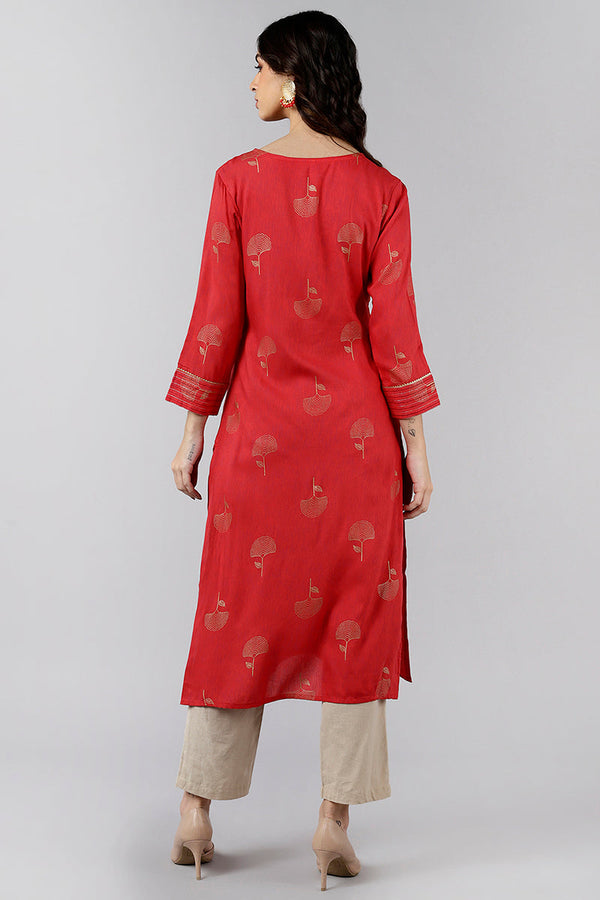  Women Red Cotton Embroidered Embellished 
