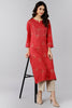  Women Red Cotton Embroidered Embellished 