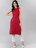  Women Red Solid Embroidered Kurtas