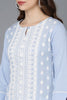  Women Blue Silk Embroidered Kurta