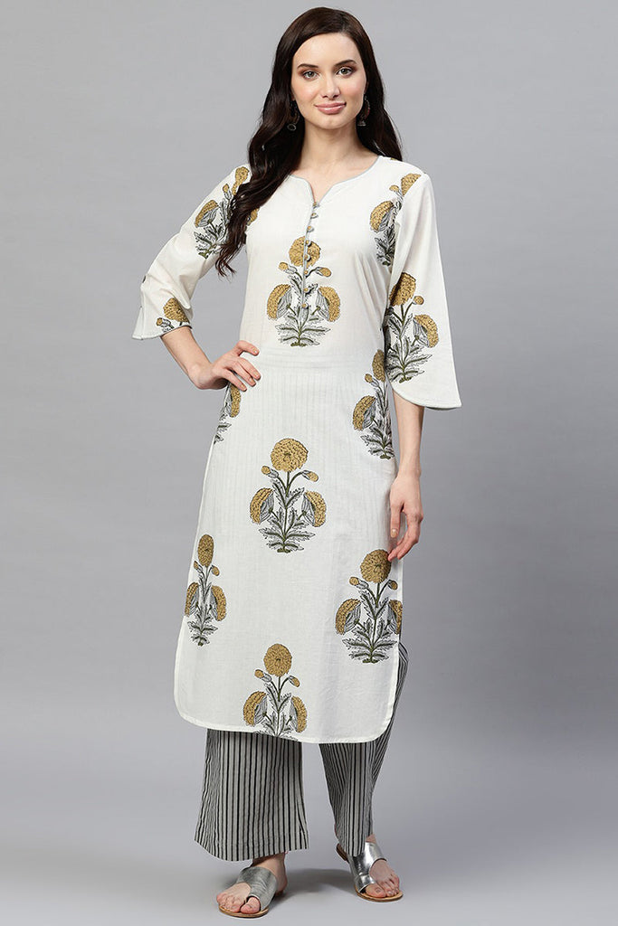   Off White Function Wear Printed Fancy Kurta And Palazzo 