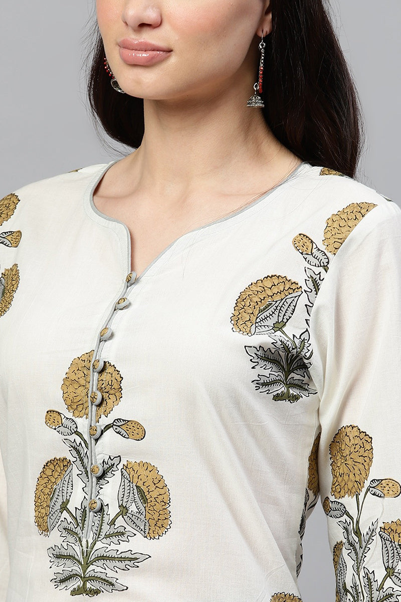   Off White Function Wear Printed Fancy Kurta And Palazzo 