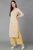  Women Beige Pure Cotton Printed Kurta Trousers 