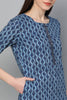   Cotton Blue Geometric Printed Straight Kurta Palazzo Set 