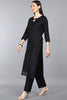 Black Cotton Woven Straight Kurta Set VKSET1219