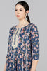  Women Navy Blue Printed Kurta With Trousers