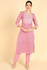  Women Pink Printed Kurta With Trousers