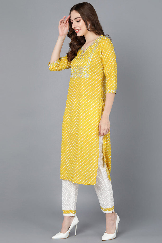  Women Yellow Pure Cotton Kurta Trousers NA 