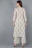  Women Beige Printed Kurta With Palazzos 