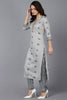  Women Grey Cotton Blend Kurta Trousers