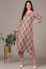 Grey Rayon Blend Floral Printed Straight Kurta Set VKSET1424