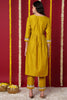 Yellow Silk Blend Solid Embroidered Flared Kurta Set VKSET1484