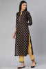 Black Printed Straight Kurta Trousers and Dupatta Set -  VKSKD1018B