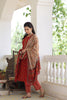  Women Maroon Brown Printed Kurta with Trousers Dupatta