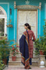   Blue And Red Color Cotton Fabric Printed Fancy Kurta And Palazzo Dupatta Set