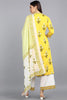 Yellow Cotton Floral Printed Straight Suit Set VKSKD1089E