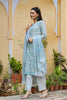 Women Cotton Blue Ethnic Motifs Printed Straight Kurta Palazzo Dupatta Set VKSKD1121