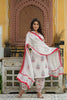  Women Off White Red Ethnic Motifs Printed Pure Cotton Kurta with Salwar Dupatta