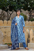 Blue Off-White Print Cotton Kurta with Trousers Dupatta – 