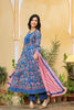  Women Blue Pink Ethnic Motifs Print Pure Cotton Kurta with Trousers Dupatta