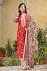  Women Red Cream-Coloured Printed Cotton Kurta with Trousers Dupatta