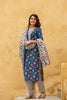  Women Blue White Ethnic Motifs Print Pure Cotton Kurta with Trousers Dupatta