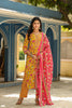  Women Mustard Yellow Pink Ethnic Motifs Print Cotton Kurta with Trousers Dupatta