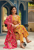  Women Mustard Yellow Pink Ethnic Motifs Print Cotton Kurta with Trousers Dupatta