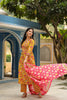  Women Mustard Yellow Pink Ethnic Motifs Print Cotton Kurta with Trousers Dupatta