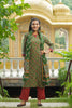  Women Green Printed Regular Pure Cotton Kurta with Trousers With Dupatta Set