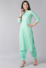  Women Sea Green Ethnic Motifs Printed Sequinned Cotton Kurta