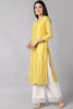  Women Yellow Ethnic Motifs Embroidered Thread Work Kurta with Trousers Dupatta Set