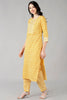  Women Mustard Striped Printed Kurta Trousers With Dupatta