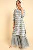  Women Off White Printed Kurta Sharara With Dupatta