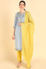  Women Blue Embroidered Kurta Trousers With Dupatta