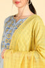  Women Blue Embroidered Kurta Trousers With Dupatta