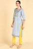  Women Blue Embroidered Kurta Trousers With Dupatta