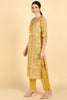  Women Yellow Printed Kurta Trousers With Dupatta