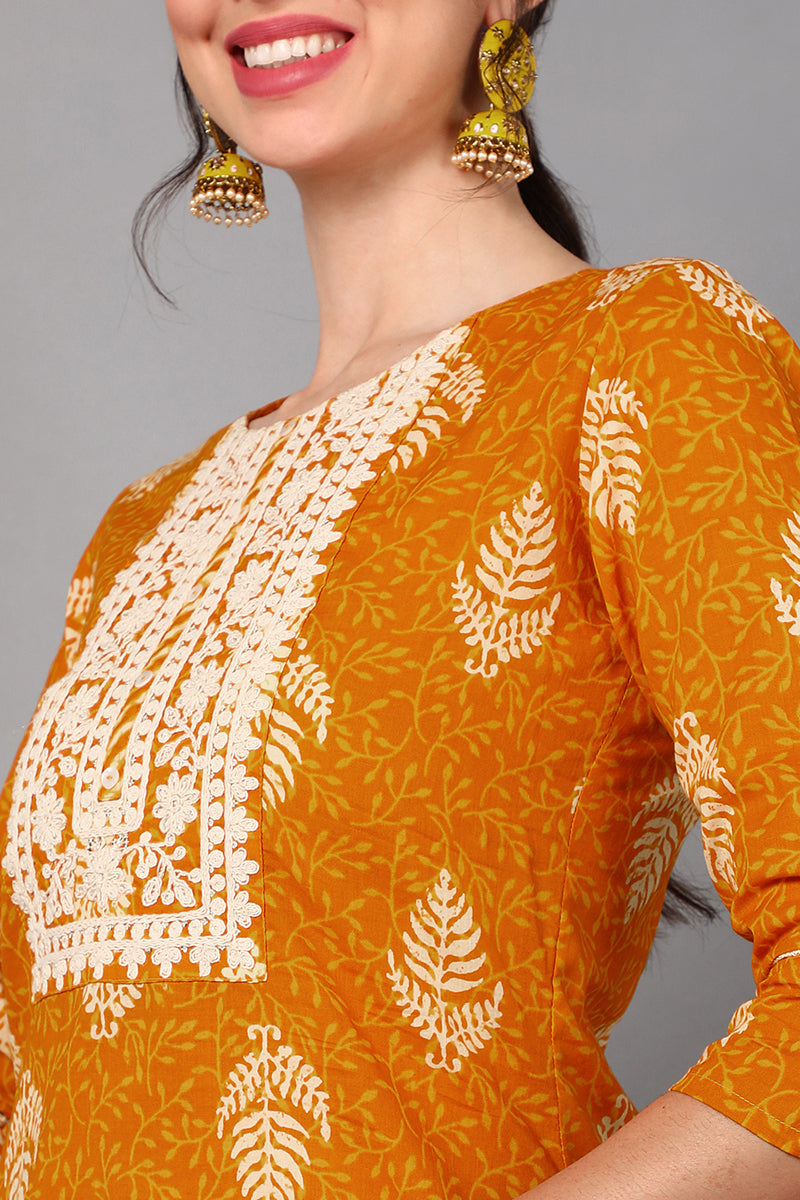  Women Mustard Printed Pure Cotton 